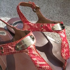 Michael Kors genuine snake and leather sandals